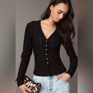Maeve Textured Eyelet Top